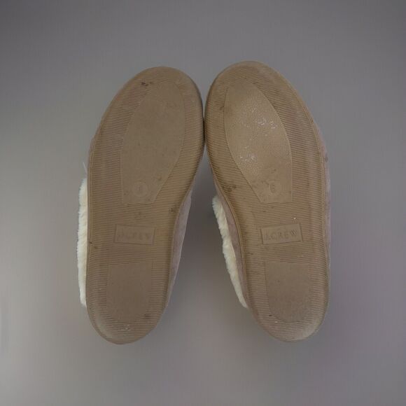 J. CREW‎ Moccasin Slippers Women’s Size 6 Suede Faux Shearling Fuzzy - Picture 8 of 9